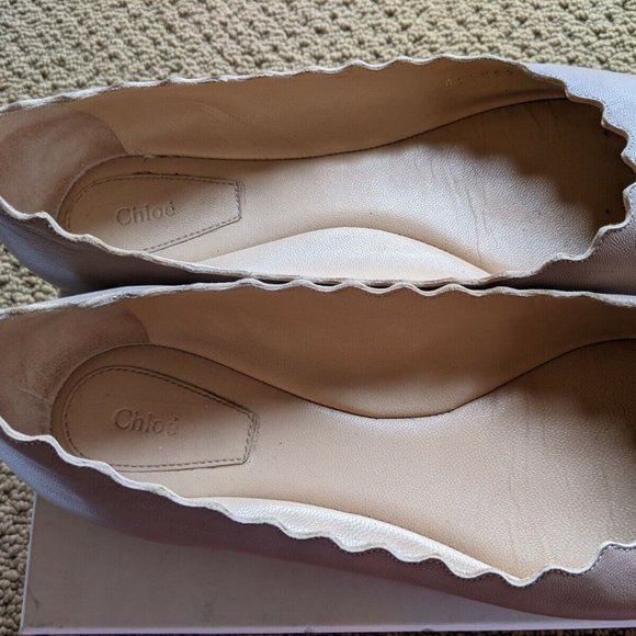 Chloe Lauren Scalloped Leather Ballet Flats US 7/EU 37 in Pink Tea - Picture 2 of 5